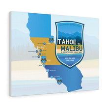 Load image into Gallery viewer, Tahoe to Malibu Map - Canvas Gallery Wrap