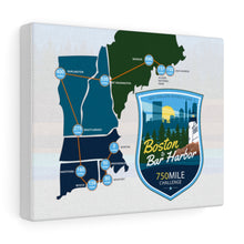 Load image into Gallery viewer, Boston to Bar Harbor Map - Canvas Gallery Wrap