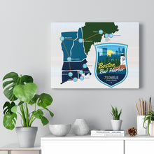 Load image into Gallery viewer, Boston to Bar Harbor Map - Canvas Gallery Wrap
