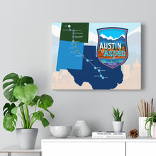 Load image into Gallery viewer, Austin to Aspen Map - Canvas Gallery Wrap