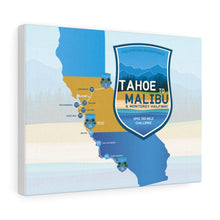 Load image into Gallery viewer, Tahoe to Malibu Map - Canvas Gallery Wrap