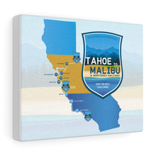 Load image into Gallery viewer, Tahoe to Malibu Map - Canvas Gallery Wrap