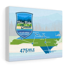 Load image into Gallery viewer, Blue Ridge to The Beach Map - Canvas Gallery Wrap