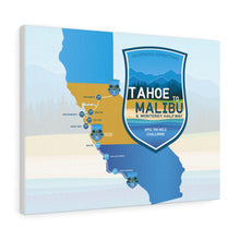 Load image into Gallery viewer, Tahoe to Malibu Map - Canvas Gallery Wrap

