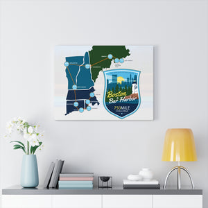 Boston to Bar Harbor Map - Canvas Gallery Wrap