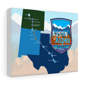 Austin to Aspen Map - Canvas Gallery Wrap