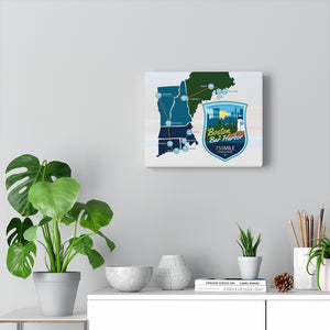 Boston to Bar Harbor Map - Canvas Gallery Wrap