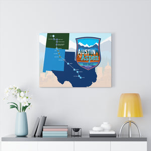 Austin to Aspen Map - Canvas Gallery Wrap