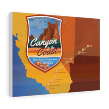 Load image into Gallery viewer, Canyon to The Coast Map - Canvas Gallery Wrap
