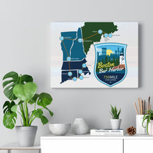 Load image into Gallery viewer, Boston to Bar Harbor Map - Canvas Gallery Wrap
