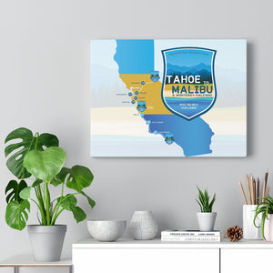 Tahoe to Malibu Map - Canvas Gallery Wrap