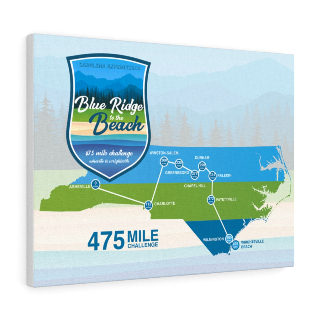 Blue Ridge to The Beach Map - Canvas Gallery Wrap