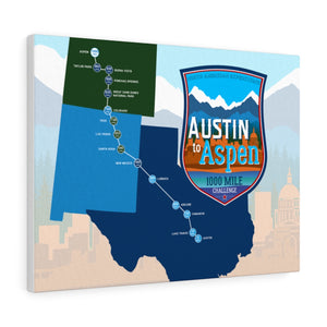 Austin to Aspen Map - Canvas Gallery Wrap